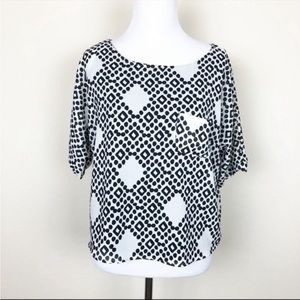 Anthropologie Meadow Rue Black and White Lined Short Sleeve Blouse - Size - XS